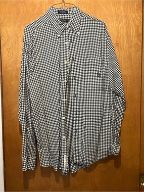 Nautica Men's Black and White Gingham Button-Down Shirt